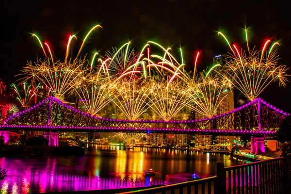 Story Bridge Fireworks during Riverfire Brisbane